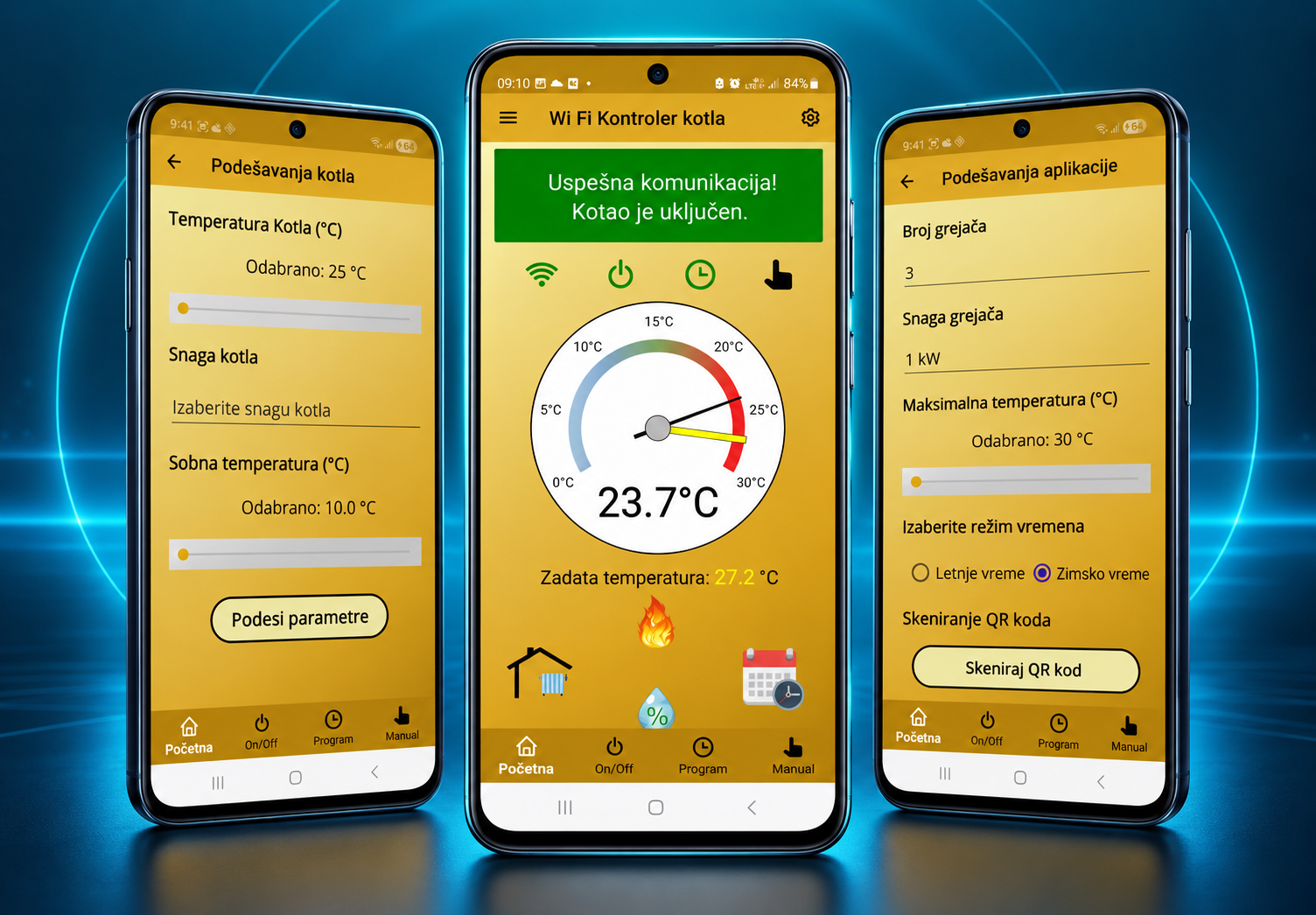 Aplikacija za kontrolu temperature kotla